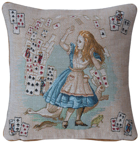 Alice in Wonderland Small Cushion Cover Alice with Cards